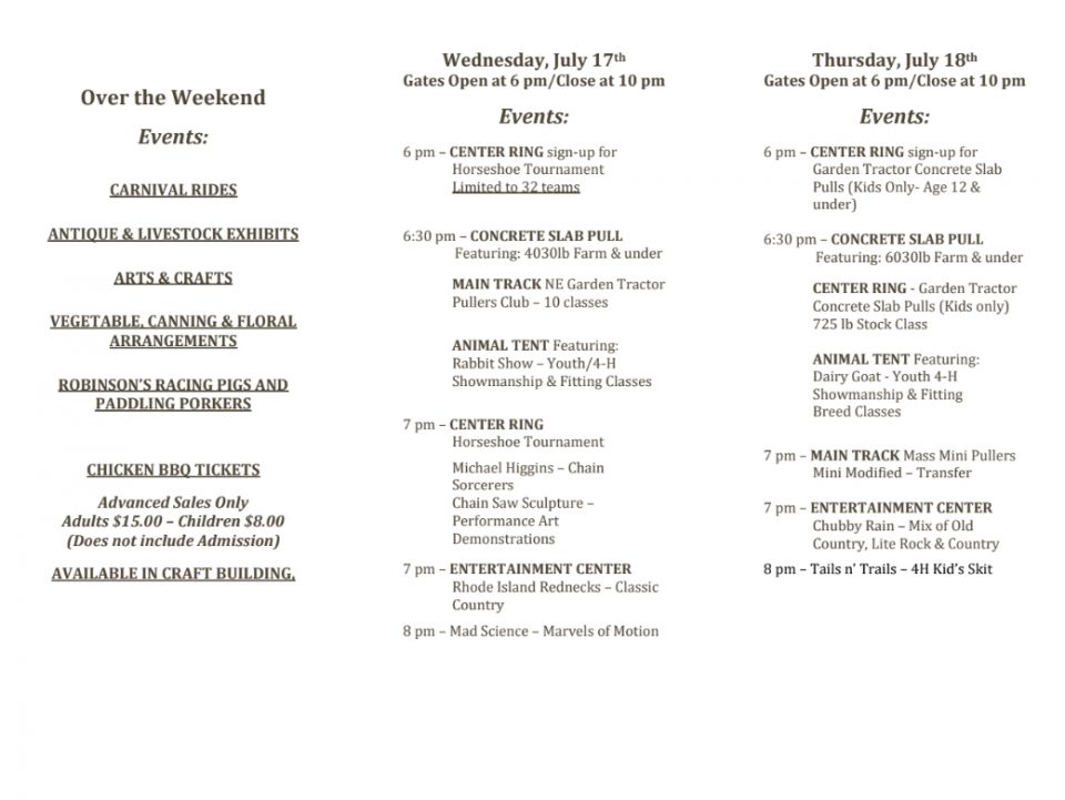 2024 Schedule of Events Westport Fair